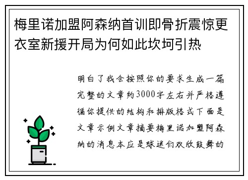 梅里诺加盟阿森纳首训即骨折震惊更衣室新援开局为何如此坎坷引热